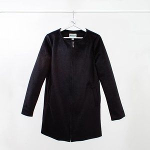 Pim + Larkin Faux Pony Hair Black Zip Up Coat